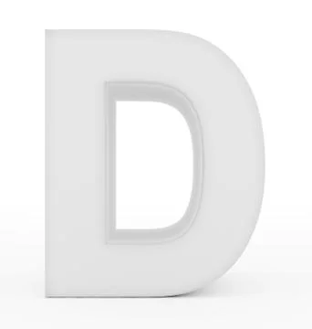 Letter D 3d white isolated on white Illustrazione stock