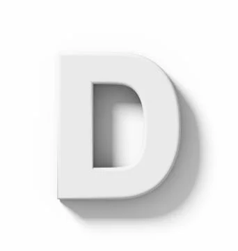 Letter D 3D white isolated on white with shadow - orthogonal projection Stock Illustration