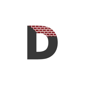 Letter D with Brick Wall logo vector design building company Stock Illustration