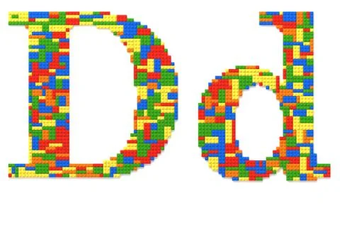 Letter d built from toy bricks in random colors Фото
