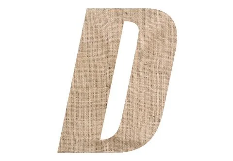 Letter D with burlap texture on white background Stock Illustration
