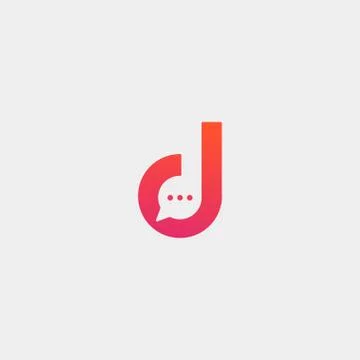 Letter D Chat Logo Template Vector Design Stock Illustration