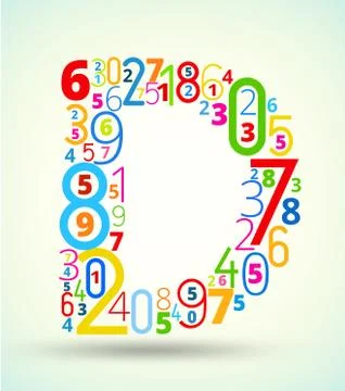 Letter D, colored font from numbers Stock Illustration