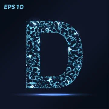 The letter D consists of points, lines and triangles. Vector illustration. Stock Illustration