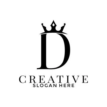Letter D with Crown logo, Simple Elegant Initial logo design template Stock Illustration