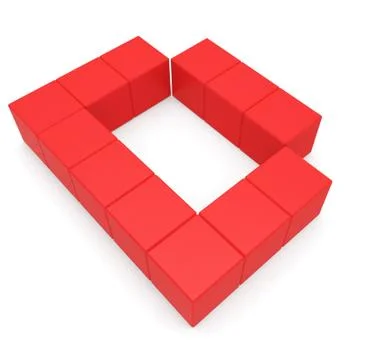 Letter d cubic red Stock Illustration