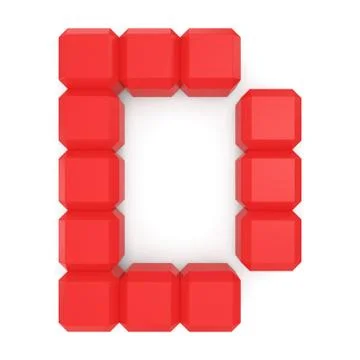 Letter d cubic red Stock Illustration