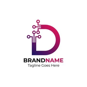 Letter D digital logo design template. Stock Illustration