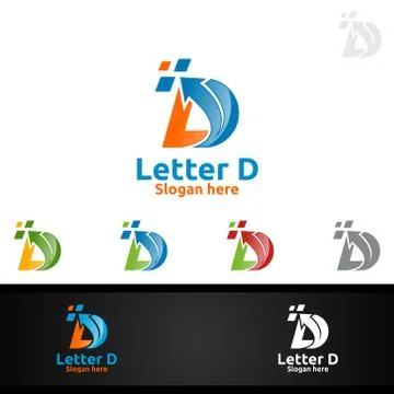 Letter D for Digital Vector Logo, Marketing, Financial, Advisor or Invest Des Illustrazione stock