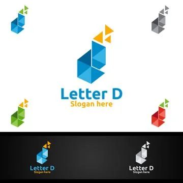Letter D for Digital Vector Logo, Marketing, Financial, Advisor or Invest Stock Illustration
