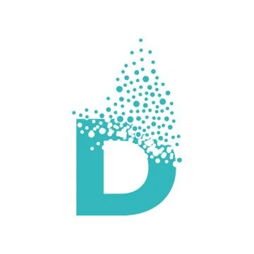 Letter D dispersing into a cloud of bubbles Stock Illustration