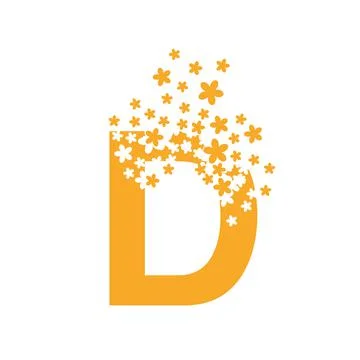 The letter D dissolves into a cloud of flowers Stock Illustration