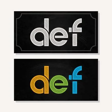 Letter D E F logo alphabet chalk icon set background Stock Illustration