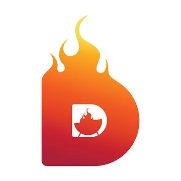 Letter D on fire bbq design Stock Illustration