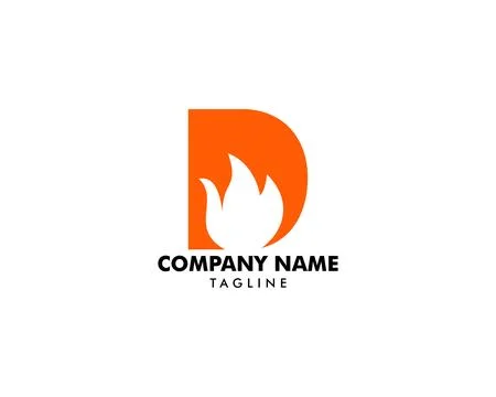 Letter D with Flame Fire Vector Logo Design Stock Illustration