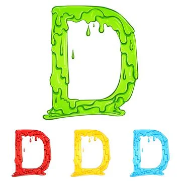 Letter D with flow drops colors Stock Illustration