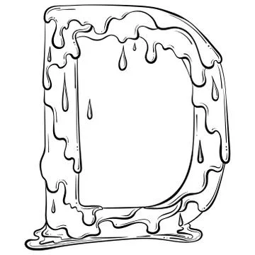 Letter D with flow drops Stock Illustration