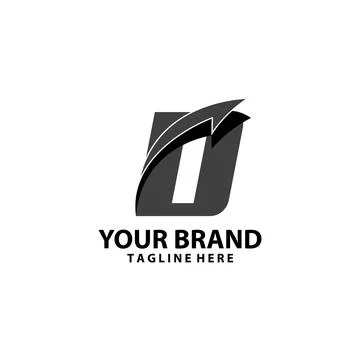Letter D font monogram arrow shadow logo design vector Stock Illustration