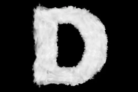Letter D font shape element made of cloud on black Stock Illustration