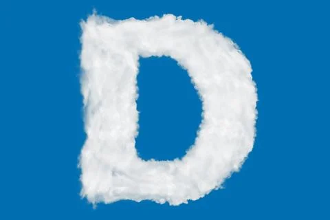 Letter D font shape element made of clouds on blue Stock Illustration