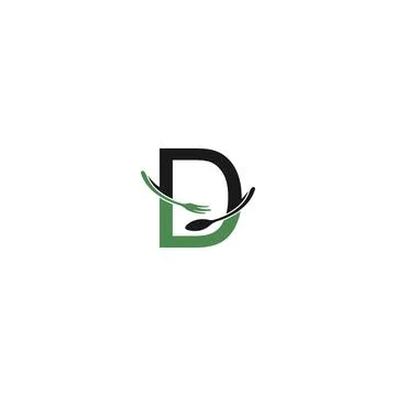 Letter D with fork and spoon logo icon design vector Stock Illustration