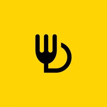 Letter D fork menu restaurant Stock Illustration
