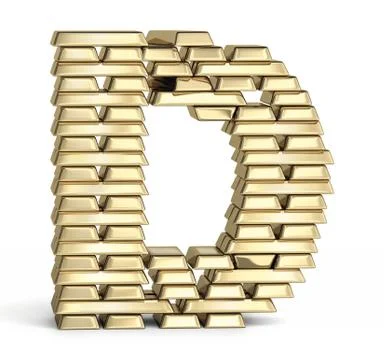 Letter D from gold bars Ilustración de archivo