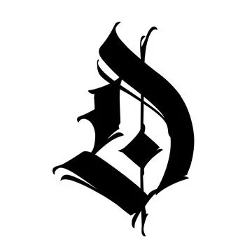 Letter D, in the Gothic style. Vector. Alphabet. Calligraphy and lettering. M Stock Illustration