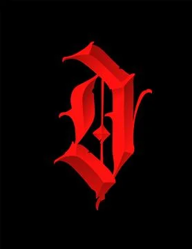 Letter D, in the Gothic style. Vector. Alphabet. Calligraphy and lettering. M Stock Illustration