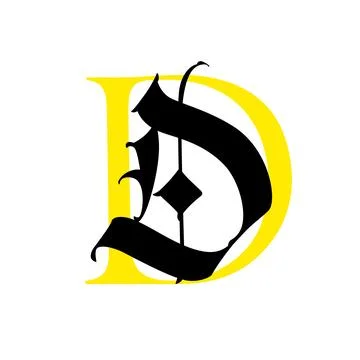 Letter D, in the Gothic style. Vector. Alphabet. The symbol is isolated on a Stock Illustration