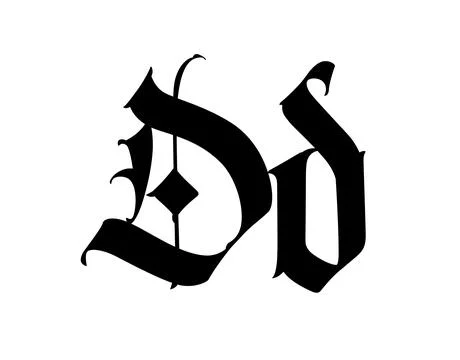 Letter D, in the Gothic style. Vector. Alphabet. The symbol is isolated on a Stock Illustration