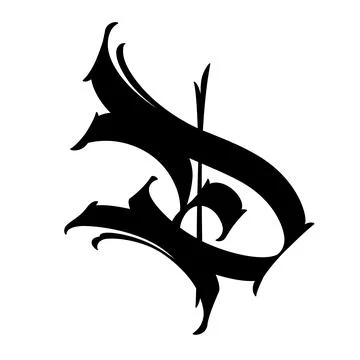 Letter D in graffiti and gothic style. Vector. Graffiti, tag and medieval lat Stock Illustration