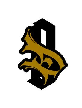 Letter D in graffiti and gothic style. Vector. Graffiti, tag and medieval lat Stock Illustration