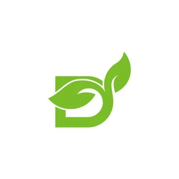 Letter d green tree leaf curves simple logo vector Stock Illustration