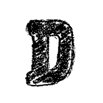 Letter D. Handwritten by chalk. Bold font. Vector illustration. Grunge style Illustrazione stock