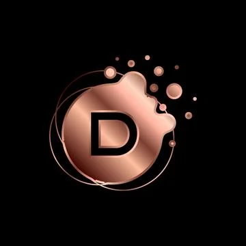 Letter D Initial Cooper Color Liquid Bubble Modern Logo Stock Illustration