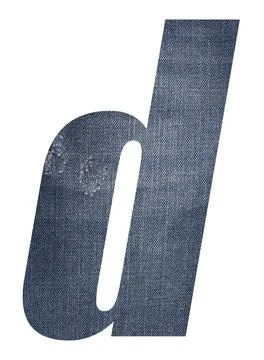Letter d with jeans fabric texture on white background. Illustrazione stock