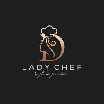 Letter D Lady Chef, Initial Beauty Cook Logo Design Vector Stock-Illustration