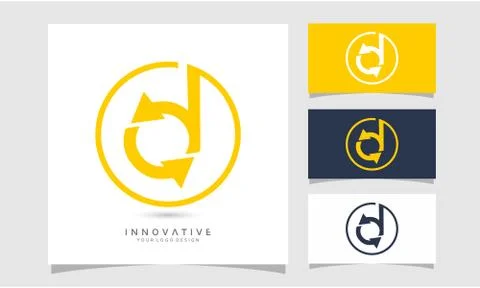 Letter D logo design template idea with arrow icon, Graphic designer studio C Stock Illustration