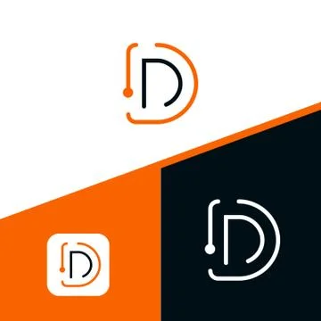 Letter D logo Design,Technology and digital dot connection logo vector Illustrazione stock