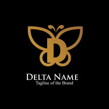 Letter D logo inside.  outline butterfly logo vector illustration. Stock Illustration