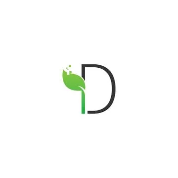 Letter D logo leaf digital icon design concept Stock Illustration
