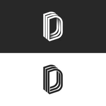 Letter D logo monogram isometric lines geometric shape, creative idea perspec Stock Illustration