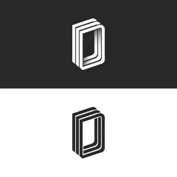 Letter D logo perspective modern typography design element, monogram isometri Stock Illustration