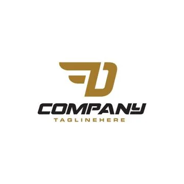 Letter D logo with simple Wings design element vector template. Stock Illustration