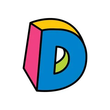 Letter D logo vector colorful playful isolated on white background Stock Illustration