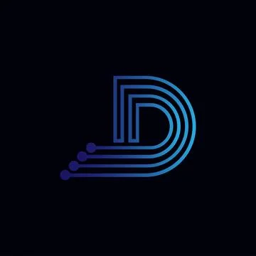 Letter D logotype gradient blue color Stock Illustration