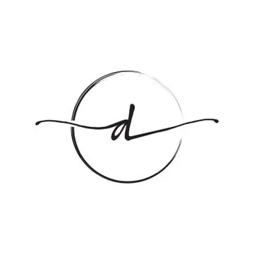 Letter D lowercase handwriting wiith circle brush Illustrazione stock