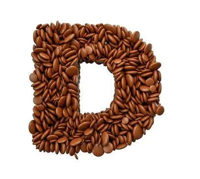 Letter D made of chocolate Coated Beans Chocolate Candies Alphabet Word D 3.. Stock Illustration