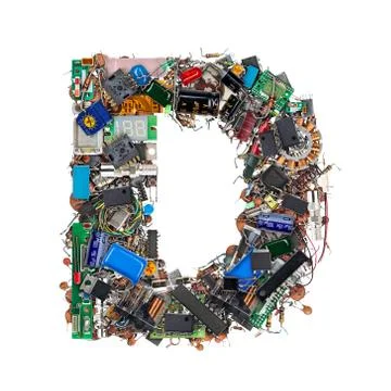 Letter D made of electronic components Stock Photos